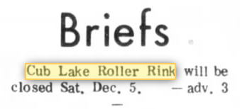 Cub Lake Roller Rink - Dec 3 1970 (newer photo)